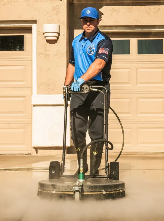 Wash Patrolman Steam Cleaning Concrete Driveway in Scottsdale